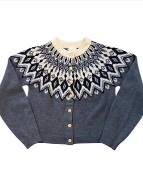 H&M Fair Isle Cardigan Small Nordic Pattern Button Up Sweater Cozy Winter